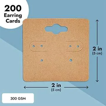 Juvale 200 Bulk Pack Kraft Paper Earring Cards for Selling Jewelry, Necklaces, Studs, and Pre-Cut Holes, Perfect for Small Business, Retail, and Boutique Display (2x2 in)