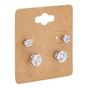 Juvale 200 Bulk Pack Kraft Paper Earring Cards for Selling Jewelry, Necklaces, Studs, and Pre-Cut Holes, Perfect for Small Business, Retail, and Boutique Display (2x2 in)