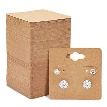 Juvale 200 Bulk Pack Kraft Paper Earring Cards for Selling Jewelry, Necklaces, Studs, and Pre-Cut Holes, Perfect for Small Business, Retail, and Boutique Display (2x2 in)