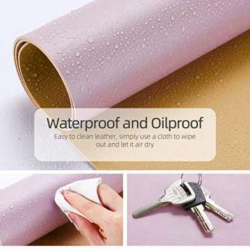 YSAGi Desk Mat, Mouse Pad,Waterproof Desk Pad,Large Mouse pad for Desk, Leather Desk Pad Large for Keyboard and Mouse,Dual-Sided Mouse Mat for Office (31.5" x 15.7", Grayish Lavendar+Cinnamon Buff)