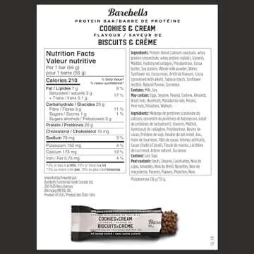 Barebells Protein Bars Cookies & Cream - 12 Count, Pack of 2 - Protein Snacks with 20g of High Protein - Chocolate Protein Bar with 1g of Total Sugars - On The Go Protein Snack & Breakfast Bars