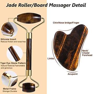Tigereye GuaSha Scraping Massage Tool,Jade Stone Board for Facial Body Physical Therapy,Anti Wrinkle...