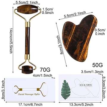 Tigereye GuaSha Scraping Massage Tool,Jade Stone Board for Facial Body Physical Therapy,Anti Wrinkle Anti Aging Facial Lifting,Skin Care and Rejuvenation (GUASHA Board)