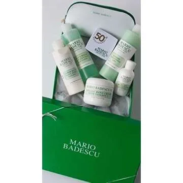 Mario Badescu MB Favorites Collection, Skin Care Gift Set Includes SPF 17 Moisturizer, Enzyme Cleansing Gel, Cucumber Cleansing Lotion, Hand Cream, Body Lotion, Cosmetic Bag & Compact Mirror