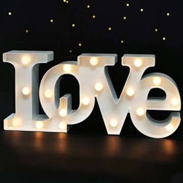 Bright Zeal 16" x 7" Large LOVE Bedroom Decor Lights LED Marquee Letters (WHITE) - LOVE Sign For Wal...