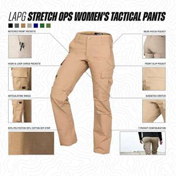 Durable LAPG Women's Tactical Stretch Cargo Pants for Outdoor Wear