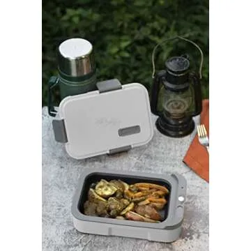 Hot Bento – Self Heated Lunch Box and Food Warmer – Battery Powered, Portable, Cordless, Hot Meals for Office, Travel, Jobsite, Picnics, Outdoor Recreation, Kitchen Meal Prep (Titanium) (HB-T-1)
