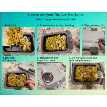 Hot Bento – Self Heated Lunch Box and Food Warmer – Battery Powered, Portable, Cordless, Hot Meals for Office, Travel, Jobsite, Picnics, Outdoor Recreation, Kitchen Meal Prep (Titanium) (HB-T-1)