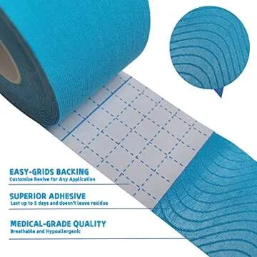 ZFURT Breathable Cotton Kinesiology Tape,4 Rolls 16ft Water Resistant Kinetic Uncut Kinesiology Tape for Knee Pain,Elbow & Shoulder Muscle,Uncut,Latex Free