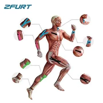 ZFURT Breathable Cotton Kinesiology Tape,4 Rolls 16ft Water Resistant Kinetic Uncut Kinesiology Tape for Knee Pain,Elbow & Shoulder Muscle,Uncut,Latex Free