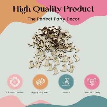 Rustic Wooden Cowboy Boot Confetti for Events & Parties