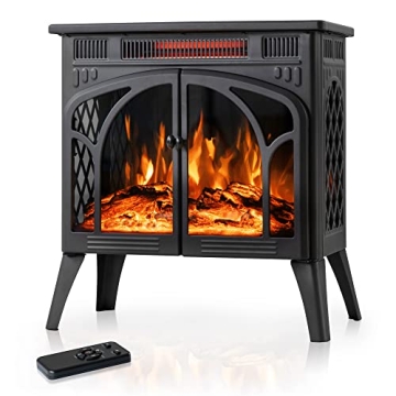 Electactic 24Inch Electric Fireplace Stove with 3D Flame & Remote Control