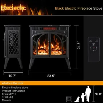 Electactic 24Inch Electric Fireplace Stove with Remote Control