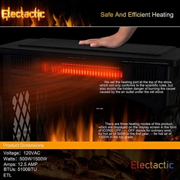 Electactic 24Inch Electric Fireplace Stove with Remote Control