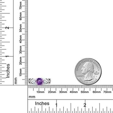 Gem Stone King 925 Sterling Silver Round 6MM Gemstone Birthstone Engagement Ring | Wedding Anniversary Promise Ring For Women | Available In Size 5, 6, 7, 8, 9