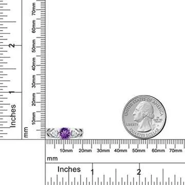 Gem Stone King 925 Sterling Silver Round 6MM Gemstone Birthstone Engagement Ring | Wedding Anniversary Promise Ring For Women | Available In Size 5, 6, 7, 8, 9