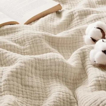 Bedsure Lightweight Cotton Muslin Throw Blanket - 4-Layer Summer Gauze Blanket, 50x70"