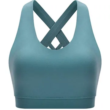 RUNNING GIRL Women's Medium Support Criss-Cross Sports Bra