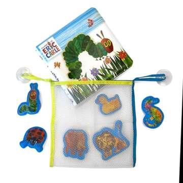 The World of Eric Carle Bath Time Books - Activity Books for kids, Bath book, 6 Padded suction cups, 1 Mesh bag