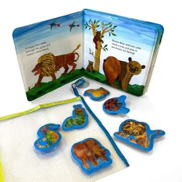The World of Eric Carle Bath Time Books - Activity Books for kids, Bath book, 6 Padded suction cups, 1 Mesh bag