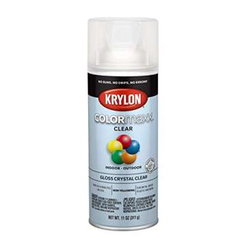 Krylon K05515007 COLORmaxx Acrylic Clear Finish for Indoor/Outdoor Use, Gloss Crystal Clear , 11 Ounce (Pack of 1)