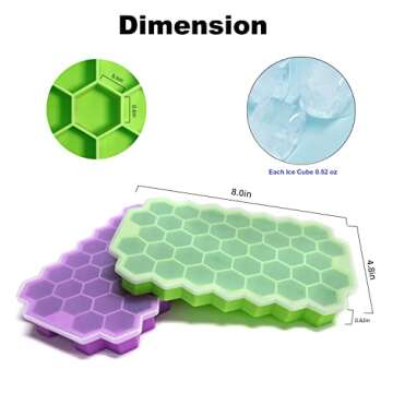 Ice Cube Trays for Freezer with Lid-Silicone Ice Cube Tray with Lid Ice Maker 2 Packs Green,Easy-Rel...