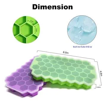 Ice Cube Trays for Freezer with Lid-Silicone Ice Cube Tray with Lid Ice Maker 2 Packs Green,Easy-Rel...