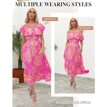 Prettywear Women's Floral Off Shoulder Midi Dress