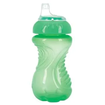 2 Pack Sippy Cups with Soft Spout - 10 Oz Toddler Cups Spill Proof with Easy Grip - BPA Free & Dishwasher Safe (Blue & Green)