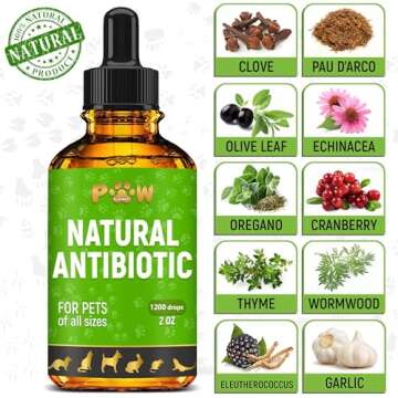 Dog Antibiotics in Drops | Herbal Сat Antibiotics for Infection | Help with Allergies, Itching, Coughs, UTIs | Skin, Coat, Digestion Care | for All Breeds & Ages | Pet Vitamins & Supplements | 2 oz