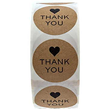 Stylish Kraft Thank You Stickers - Roll of 1000 Labels