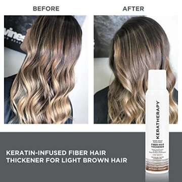 Keratherapy Keratin Infused Perfect Match Fiber Hair Thickener Spray, Dark Brown to Black, 4 fl. oz., 140 ml - Volumizing, Thickening, & Concealing Hairspray for Scalp Coverage, Roots & Thinning Areas