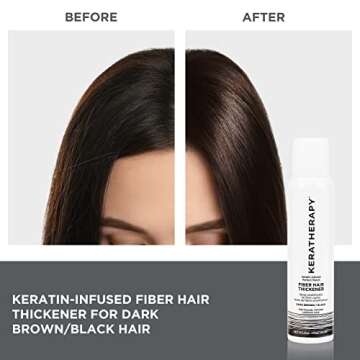 Keratherapy Keratin Infused Perfect Match Fiber Hair Thickener Spray, Dark Brown to Black, 4 fl. oz., 140 ml - Volumizing, Thickening, & Concealing Hairspray for Scalp Coverage, Roots & Thinning Areas