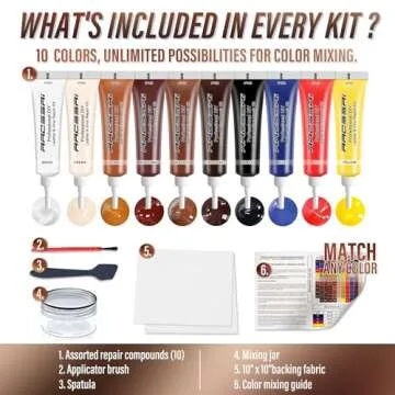 Leather Repair Kit for Furniture, Sofa, Jacket, Car Seats and Purse. Vinyl Repair Kit. Super Easy In...