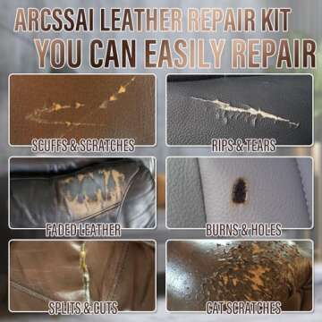 Leather Repair Kit for Furniture, Sofa, Jacket, Car Seats and Purse. Vinyl Repair Kit. Super Easy Instructions to Match Any Color, Restore Any Material, Bonded, Italian, Pleather, Genuine