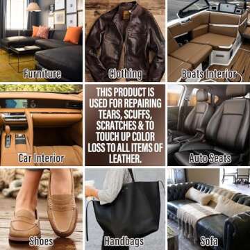 Leather Repair Kit for Furniture, Sofa, Jacket, Car Seats and Purse. Vinyl Repair Kit. Super Easy Instructions to Match Any Color, Restore Any Material, Bonded, Italian, Pleather, Genuine