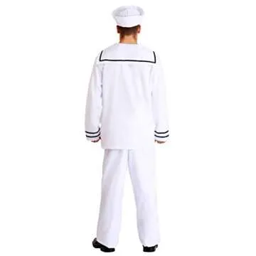 Fun Costumes - Adult Men's Sailor Costume |Halloween Uniform | Shirt, Pants, Neck Tie, and Hat, White, Large