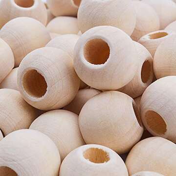 Jdesun 100 Pieces Wooden Beads, Natural Round Wood Loose Beads Wood Spacer 15mm Diameter x 6mm Hole
