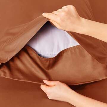 Bedsure King Size Sheet Sets, Cooling Sheets for Hot Sleepers, Rayon Derived from Bamboo, Breathable & Soft Deep Pocket, Hotel Luxury Silky Bedding, Bedsheet & Pillowcases, Burnt Orange