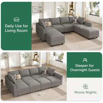 HONBAY Modular Sectional Sofa with Convertible Sleeper