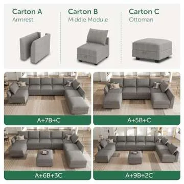 HONBAY Modular Sectional Sofa with Convertible Sleeper