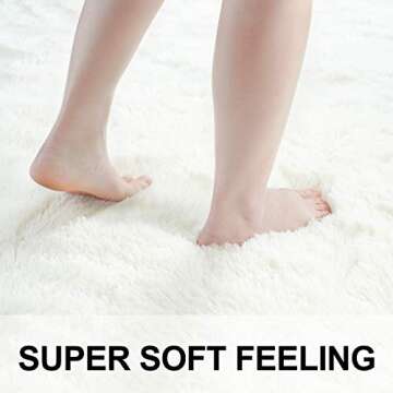 Merelax Soft Modern Indoor Shaggy Area Rug for Bedroom Livingroom Dorm Kids Room Home Decorative, Non-Slip Plush Fluffy Furry Fur Rugs Comfy Nursery Accent Floor Carpet 3x5 Feet, Ivory