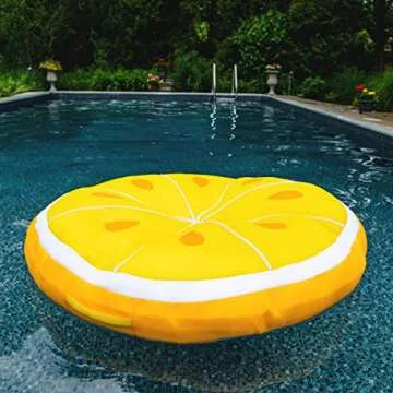 Big Joe Fruit Slice Float No Inflation Needed Pool Lounger, Lemon Mesh, Quick Draining Fabric, 4 feet Big