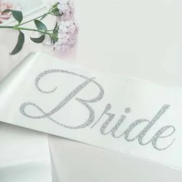 Magnusson's Garden Bride Sash, White and Silver Glitter Bachelorette Party Sash for Future Mrs, Bridal Shower Sash for Bride-to-Be, in My Bride Era Wedding Party Decorations