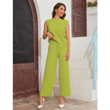 TIQOJE Women's 2 Piece Sweater Set in Green - Stylish Comfort