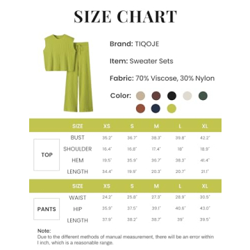 TIQOJE Women's 2 Piece Sweater Set in Green - Stylish Comfort