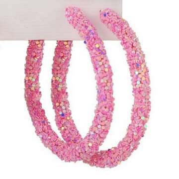 Bohemian Shiny Glitter Sequins Hoop Earrings Wrapped Gold Plated Circle Statement Rhinestone Dangle ...