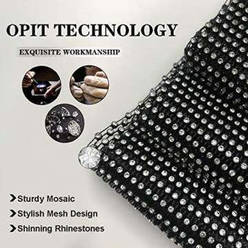 Masquerade Mask for Women Sparkly Rhinestones Mesh Mask Crystal Halloween Masks Glitter Mask Luxury Face Mask For Nightclub Party Ball Venetian Mardi Gras Costume Fancy Dress Party Supplies (Black)