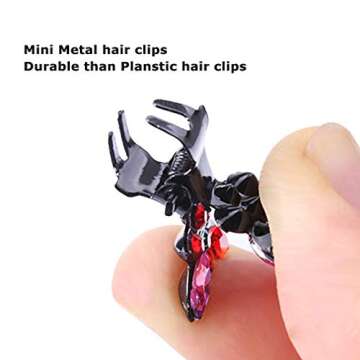 ANBALA Hair Clip, 65pcs Small Mini Butterfly Hair Clips with Rhinestone, Interlocking Teeth Hair Cli...