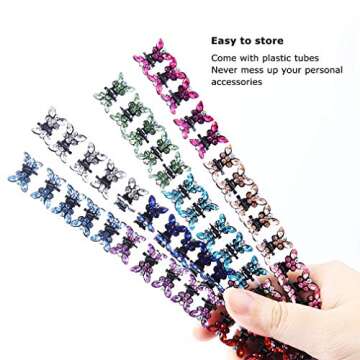 ANBALA 65pcs Mini Butterfly Hair Clips with Rhinestones